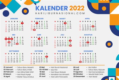 kalender 2022 lengkap dengan hari libur